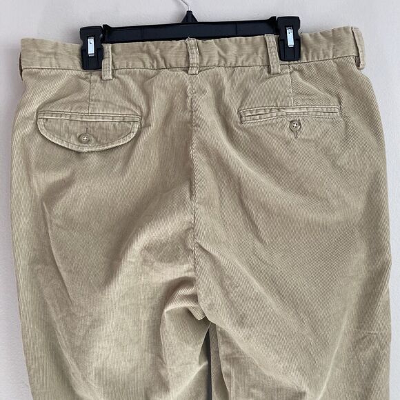 Polo Ralph Lauren Mens Hammond Pants Corduroy Beige 36x32 Pleated Cuffed Hem - Picture 7 of 9